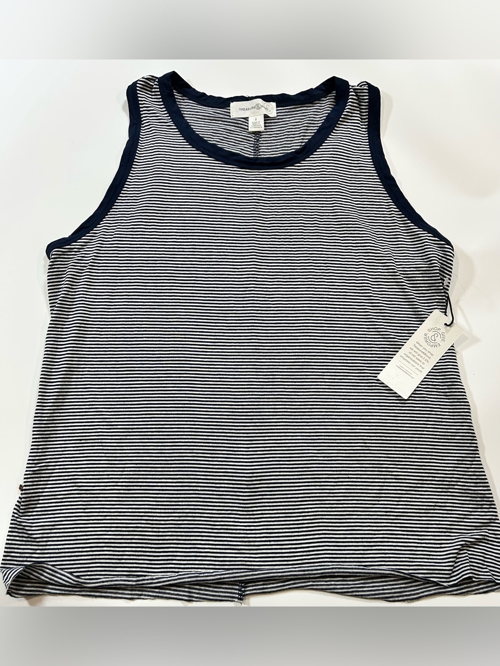 Treasure & Bond Black White Striped High Low Tank Top Size Small
